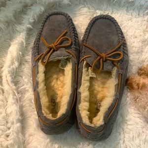 UGG Dakota Water-Resistant Suede Slippers in Pewter (color)